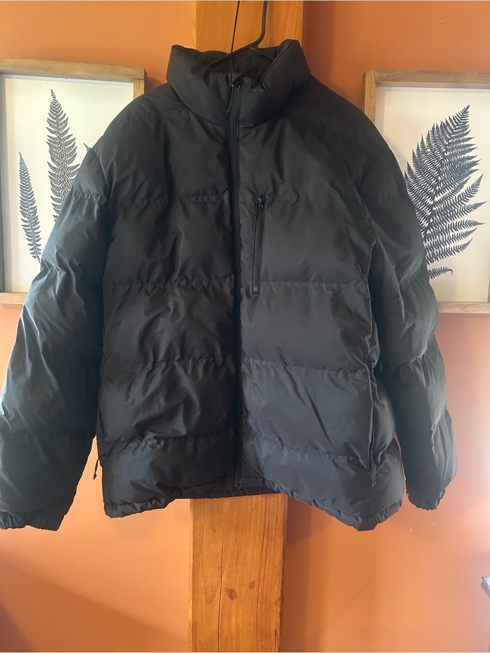 H&M Black Men's Puffer Jacket with High Collar